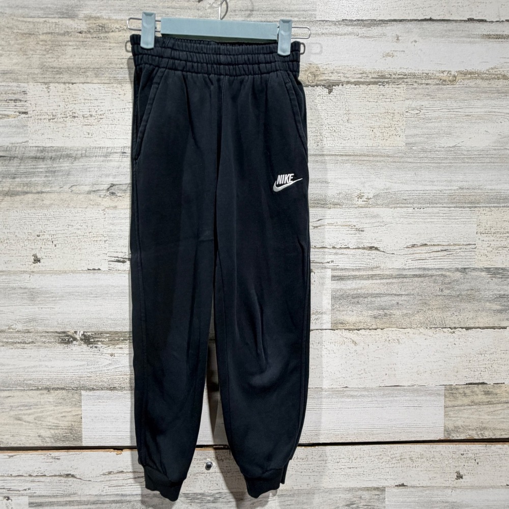Nike Joggers Boys Small Black Sweatpants Sportswear *Flawed